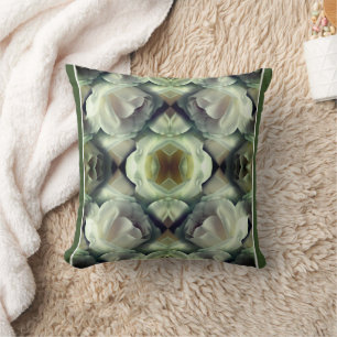 White Rose Floral Abstract Art  Cushion