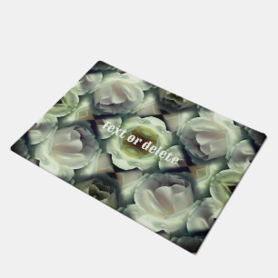 White Rose Floral Abstract Art Personalised Doormat