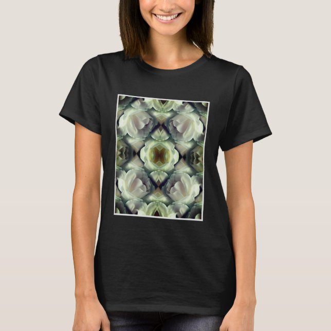White Rose Floral Abstract Art  T-Shirt (Front)