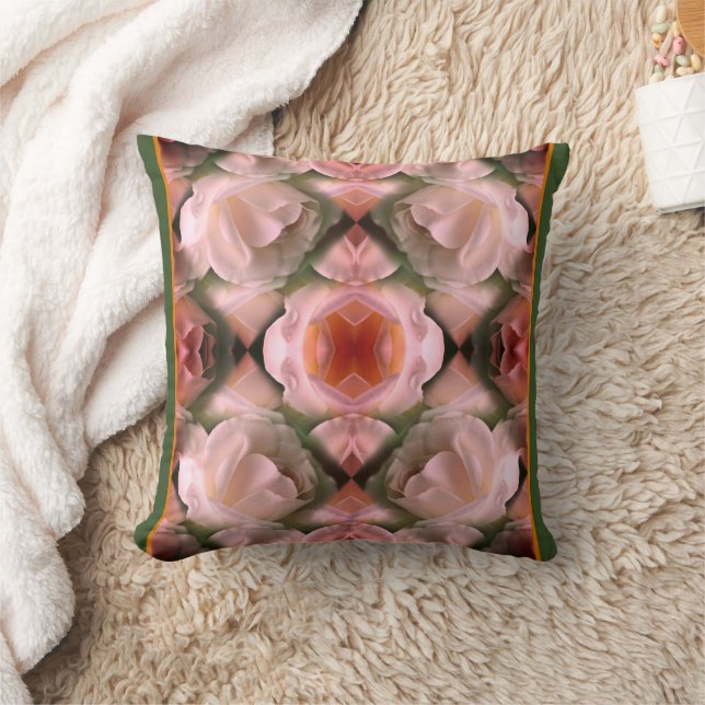 White Rose Floral Abstract Art Tinted Cushion (Blanket)