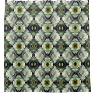 White Rose Floral Abstract Pattern Shower Curtain