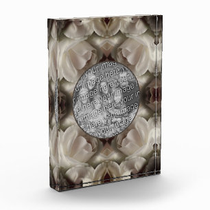 White Rose Floral Abstract Vintage Add Your Photo Block