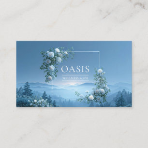 White Rose Floral and Misty Blue Mountain Valley Business Card
