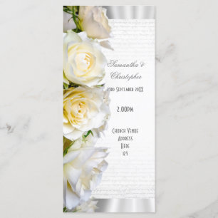 White rose floral church wedding program