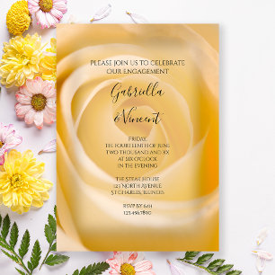 White Rose Floral Engagement Party Invitation