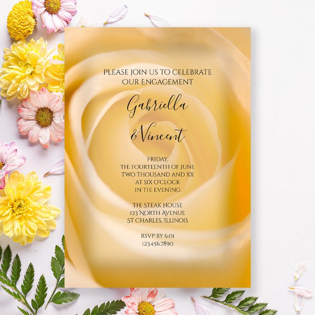 White Rose Floral Engagement Party Invitation (Creator Uploaded)