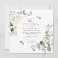 White Rose Floral Eucalyptus 90th Birthday Party