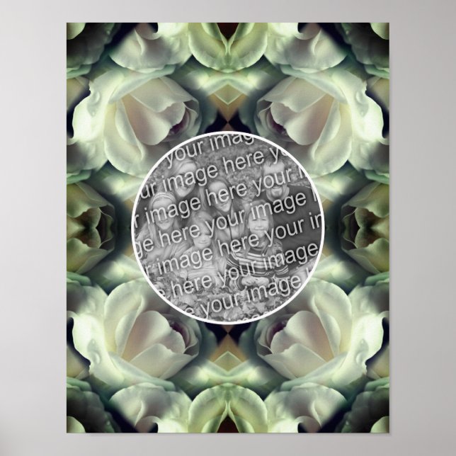 White Rose Floral Frame Create Your Own Photo Poster (Front)