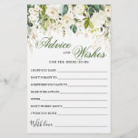 White Rose Floral Greenery Well Wishes Advice Card<br><div class="desc">White Rose Floral Greenery Well Wishes Advice Card.
Personalise with the bride to be's name and date of shower. 
For further customisation,  please click the "customise further" link. If you need help,  contact me please.</div>