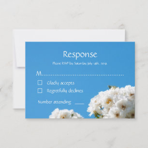 White rose floral RSVP card