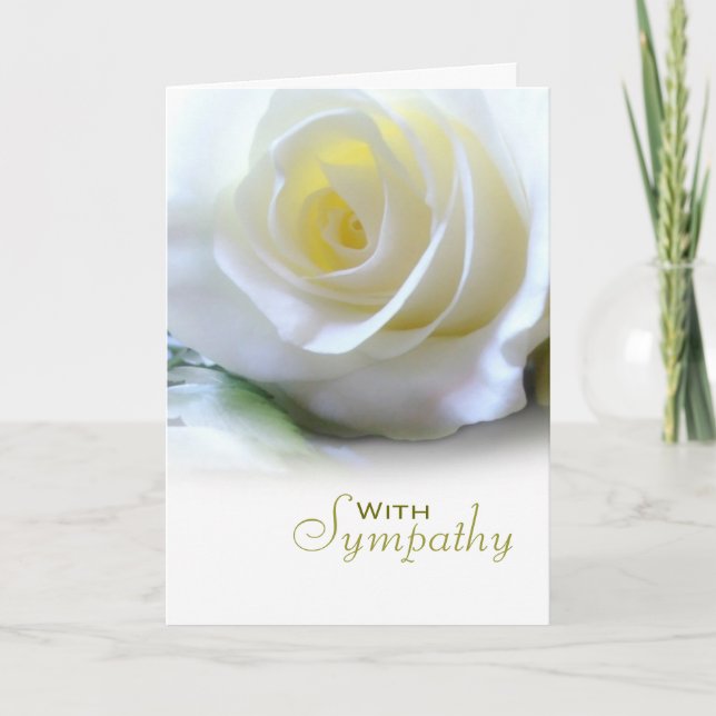White Rose Floral Sympathy Condolences Card (Front)