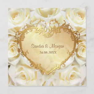 White Rose Floral Wedding Invitation