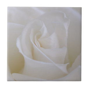 White Rose Flower Ceramic Tile