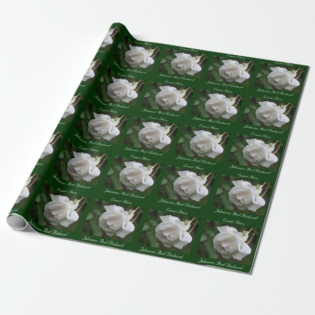 White Rose Flower Personalised Wrapping Paper (Unrolled)