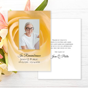 White Rose Flower Petals Funeral Memorial Sympathy Thank You Card