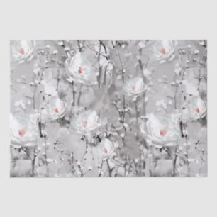 White rose flower winter floral grey  tissue paper