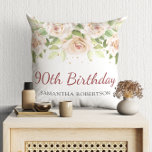 White Rose Flowers 90th Birthday Gift Cushion<br><div class="desc">White Rose Flowers 90th Birthday Gift. You can easily personalise it to be uniquely yours! For further customisation,  please click the "Personalise this template" link.</div>