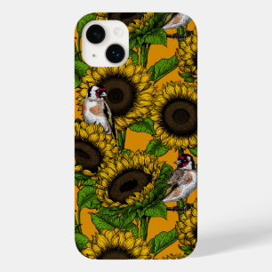 White rose flowers and goldfinch birds Case-Mate iPhone 14 plus case