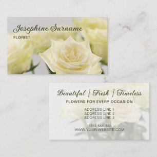 White Rose Flowers Beautiful Florals Photo Florist Business Card