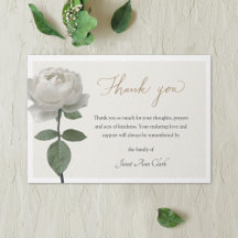 White Rose Funeral & Sympathy Thank You Note Card