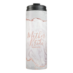 White & Rose Gold Agate Marble Mother of the Bride Thermal Tumbler