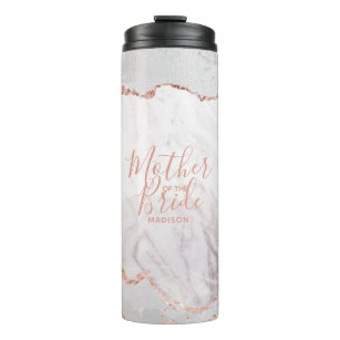 White & Rose Gold Agate Marble Mother of the Bride Thermal Tumbler