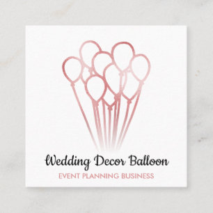 White Rose Gold Balloon Event organisation Square Business Card