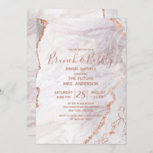White & Rose Gold Brunch & Bubbly Bridal Shower Invitation