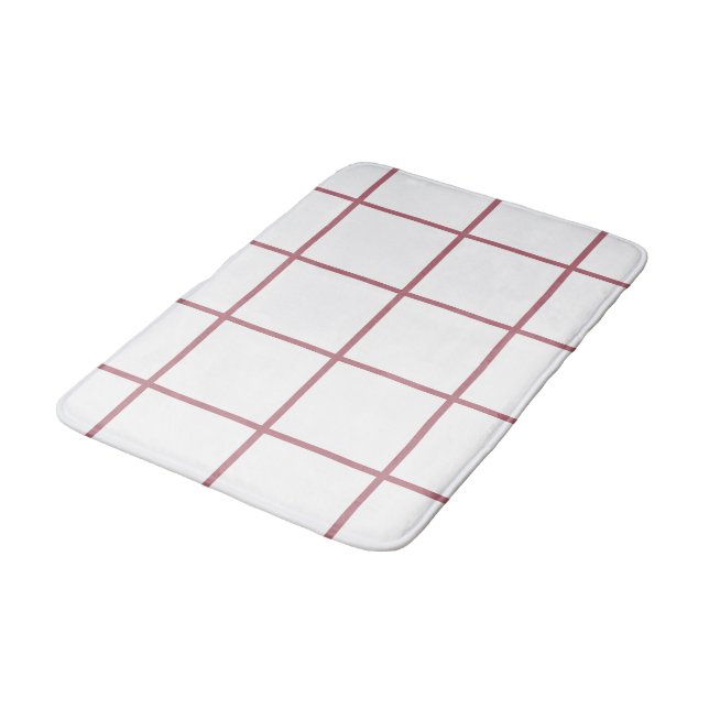 White Rose Gold  Chequered Pattern Bath Mat (Angled)