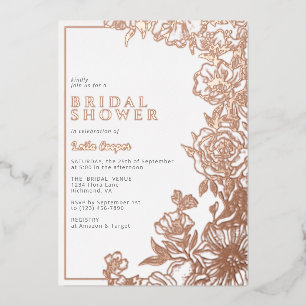 White & Rose Gold   Elegant Floral Bridal Shower