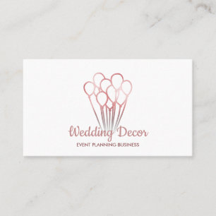 White Rose Gold Event Birthday Party Balloon Business Card