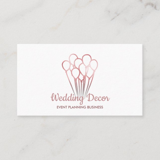 White Rose Gold Event Birthday Party Balloon Business Card (Front)