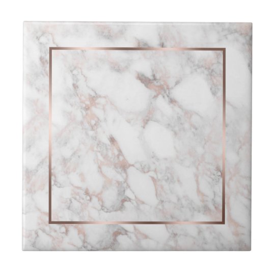 White Rose Gold Faux Marble Ceramic Tile Zazzle Com Au