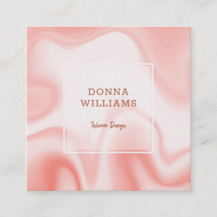 White & Rose-Gold Faux Marble Square Business Card