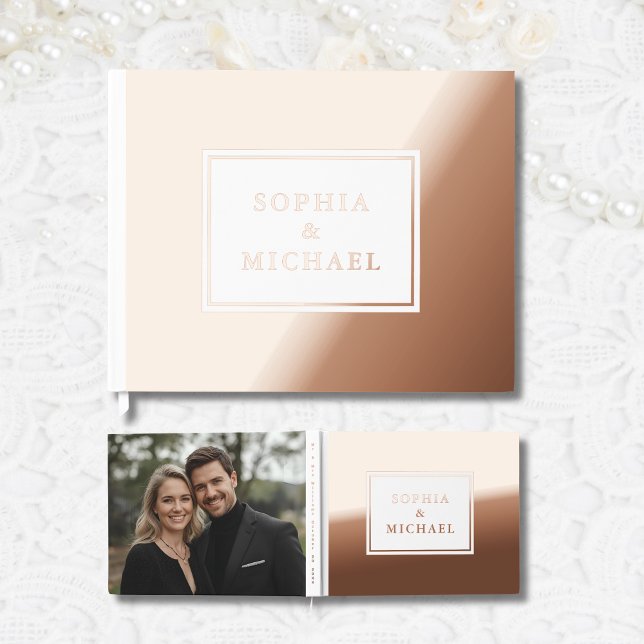 White Rose Gold Foil Guest Book Editable Elegant (Creator Uploaded)