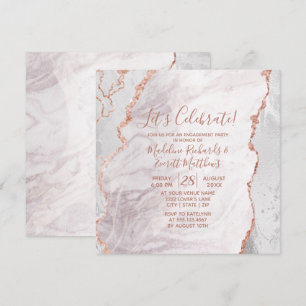 White & Rose Gold Gilt Engagement Party Invitation