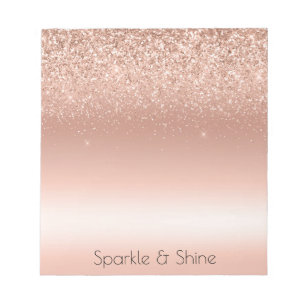 White Rose Gold Glitter Glitzy Sparkle Notepad