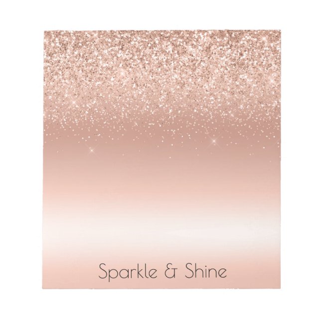 White Rose Gold Glitter Glitzy Sparkle         Notepad (Front)