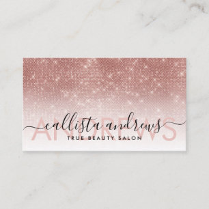 White Rose Gold Glitter Ombre Makeup Hair Salon Business Card