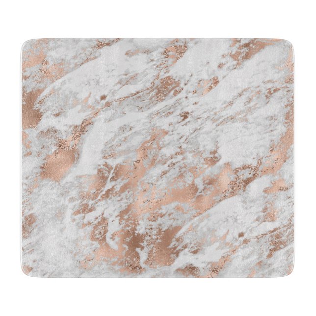 White & Rose Gold Marble 3 Cutting Board (Front)
