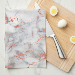 White & Rose Gold Marble 7 Tea Towel