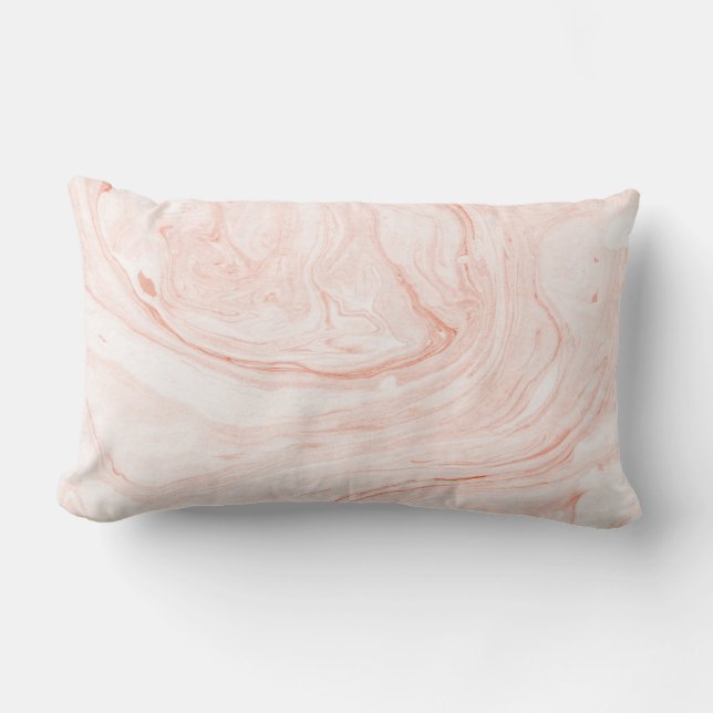 White & Rose-Gold Marble Pattern Lumbar Cushion (Front)