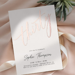 White Rose Gold Modern Minimalist 30th Birthday