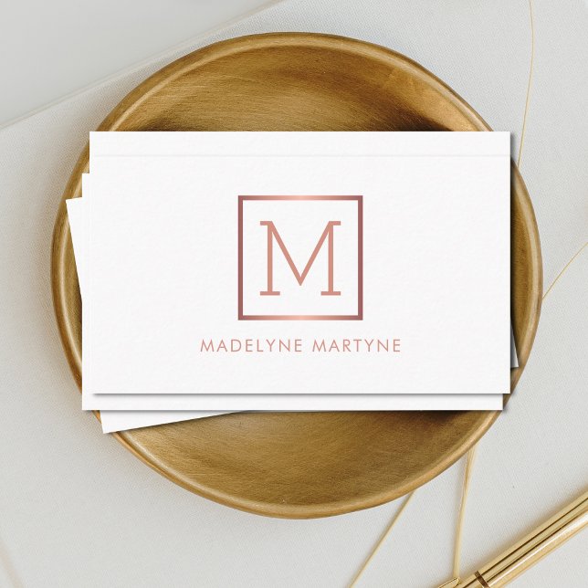 White Rose Gold Monogram Elegant Business Card (Creator Uploaded)