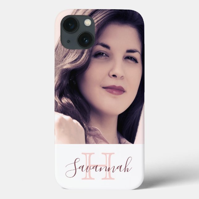 White rose gold monogram photo elegant Case-Mate iPhone case (Back)