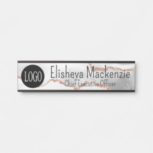 White Rose Gold Office Door Sign Signs Name Plate