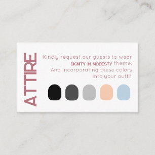 White Rose Gold Wedding Attire Dress Code Card