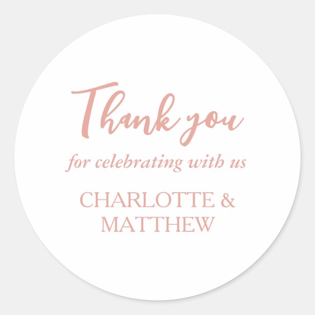 White Rose Gold Wedding Classic Round Sticker (Front)