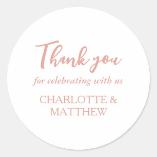 White Rose Gold Wedding Classic Round Sticker