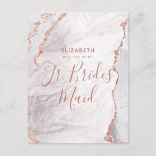 White & Rose Gold Will You Be My Jr. Bridesmaid Invitation